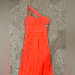 Xscape Vibrant Orange One-Shoulder Dress